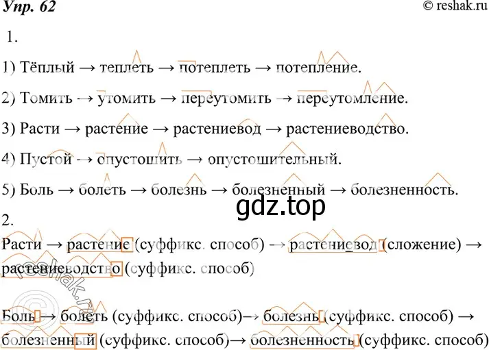 Решение 4. номер 62 (страница 26) гдз по русскому языку 7 класс Разумовская, Львова, учебник