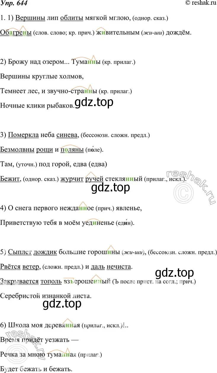 Решение 4. номер 644 (страница 244) гдз по русскому языку 7 класс Разумовская, Львова, учебник