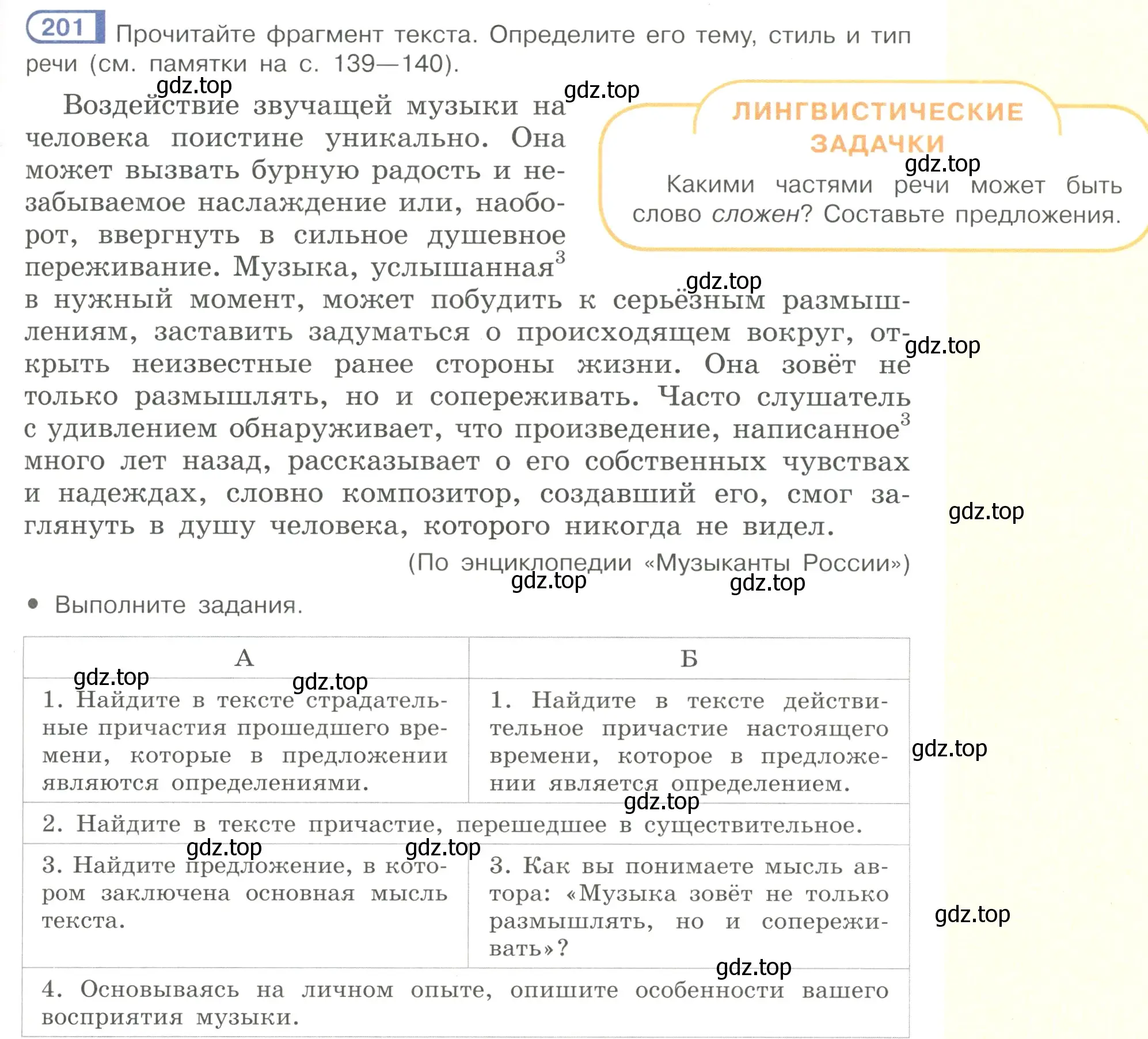 Условие номер 201 (страница 95) гдз по русскому языку 7 класс Рыбченкова, Александрова, учебник 1 часть