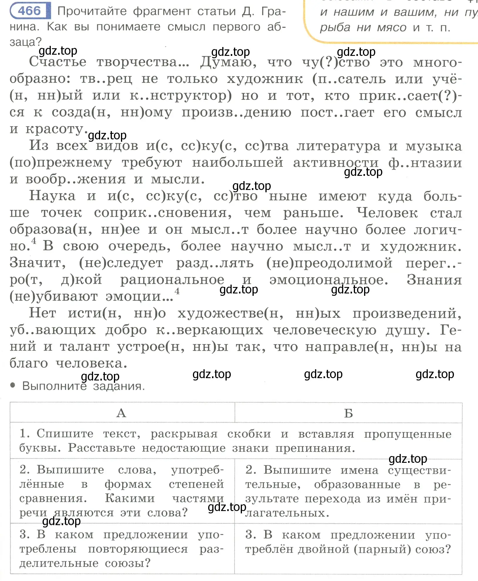 Условие номер 466 (страница 91) гдз по русскому языку 7 класс Рыбченкова, Александрова, учебник 2 часть