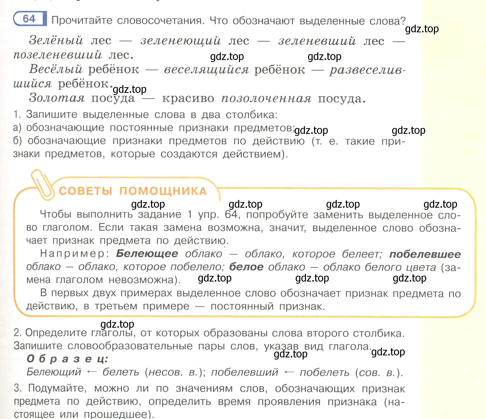 Условие номер 64 (страница 37) гдз по русскому языку 7 класс Рыбченкова, Александрова, учебник 1 часть