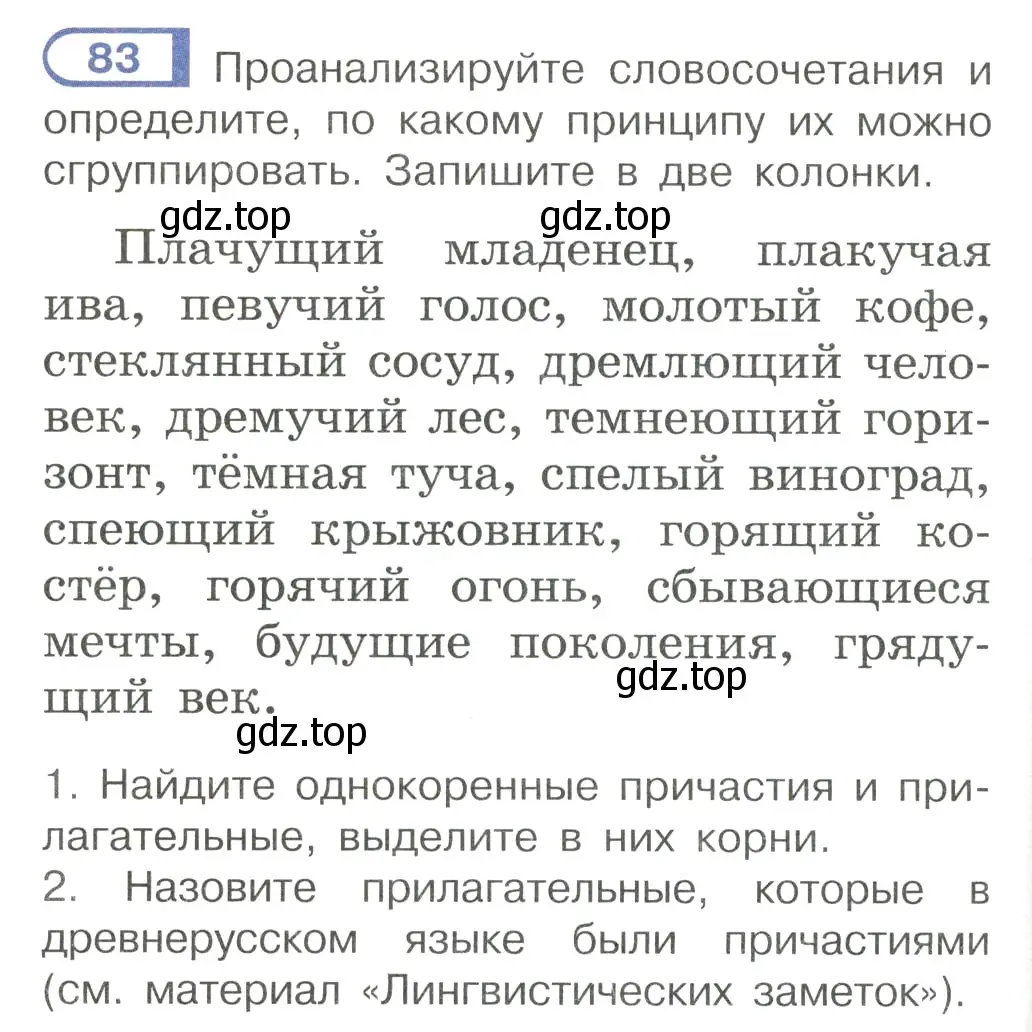 Условие номер 83 (страница 46) гдз по русскому языку 7 класс Рыбченкова, Александрова, учебник 1 часть