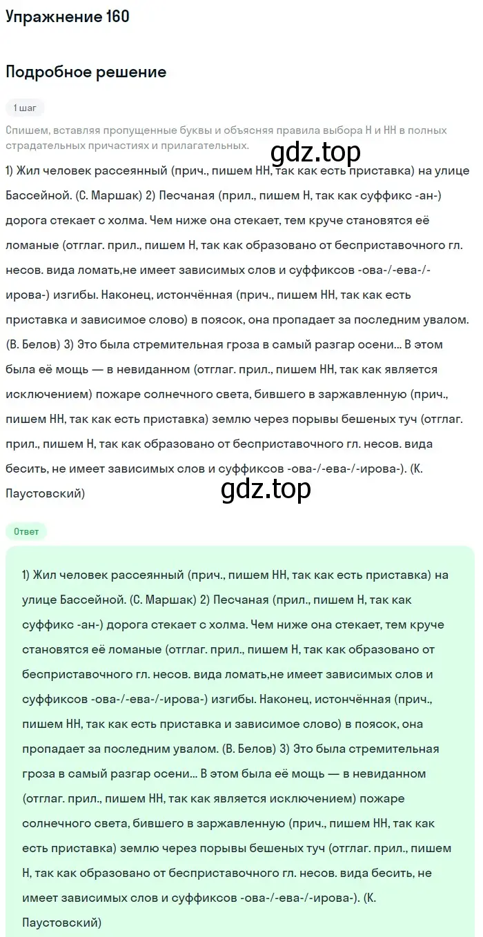 Решение номер 160 (страница 79) гдз по русскому языку 7 класс Рыбченкова, Александрова, учебник 1 часть