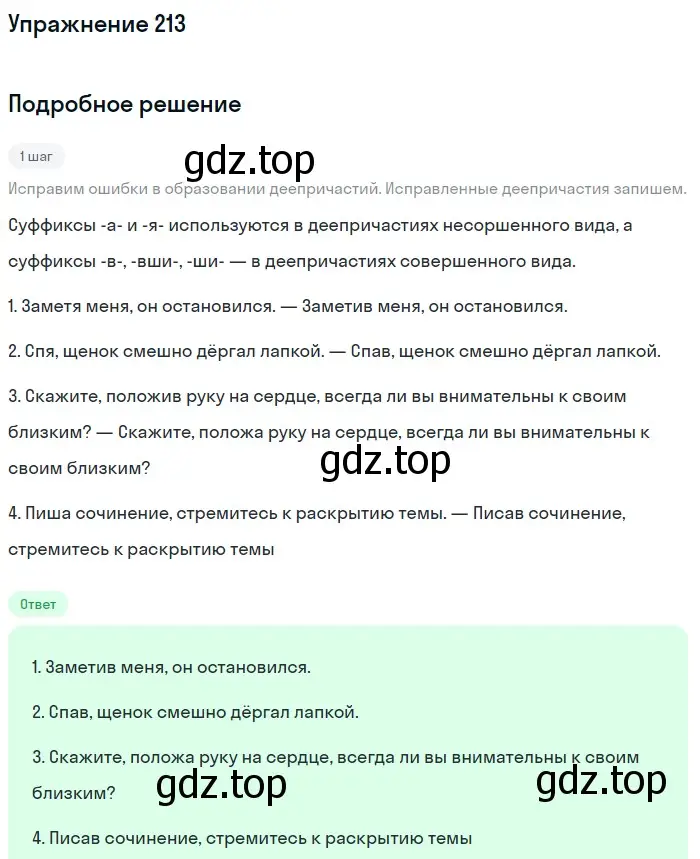 Решение номер 213 (страница 102) гдз по русскому языку 7 класс Рыбченкова, Александрова, учебник 1 часть