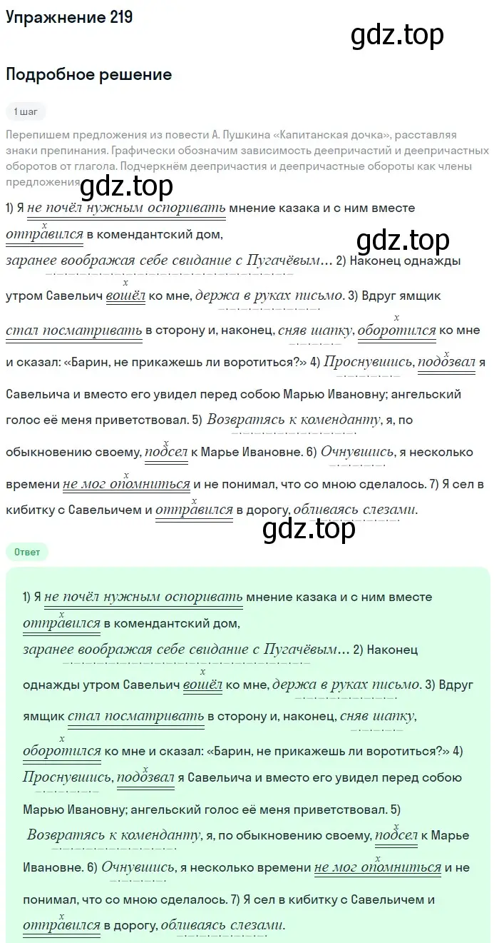 Решение номер 219 (страница 106) гдз по русскому языку 7 класс Рыбченкова, Александрова, учебник 1 часть