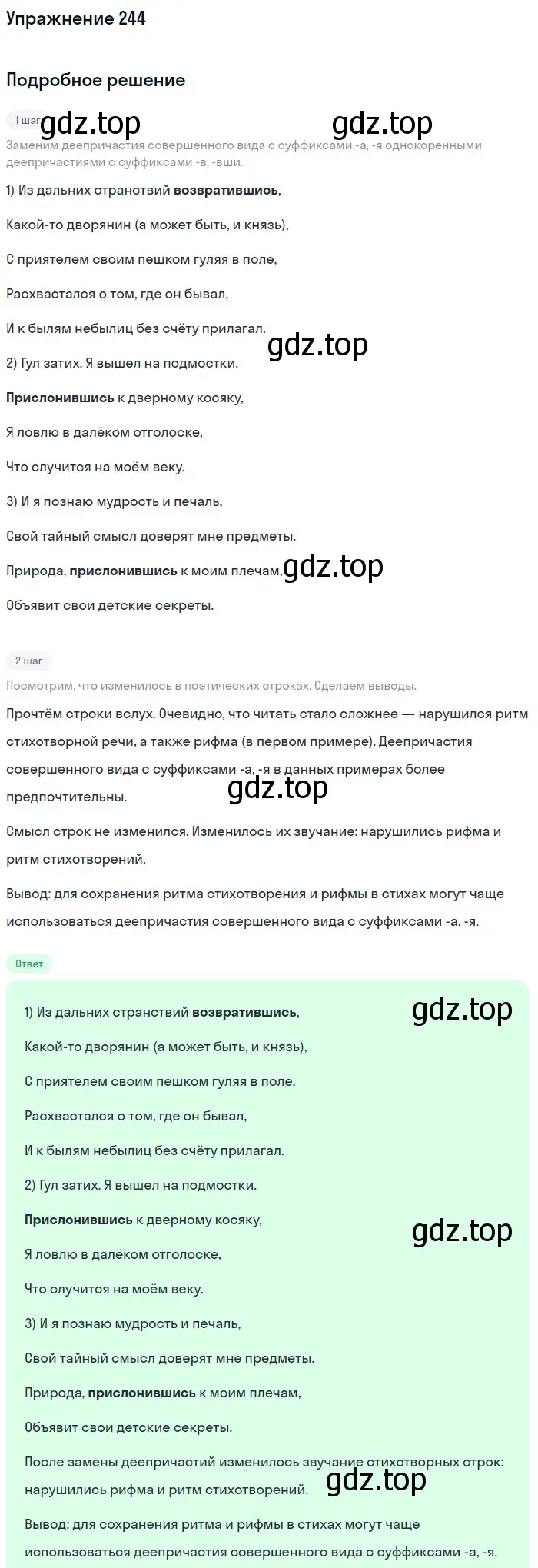 Решение номер 244 (страница 121) гдз по русскому языку 7 класс Рыбченкова, Александрова, учебник 1 часть