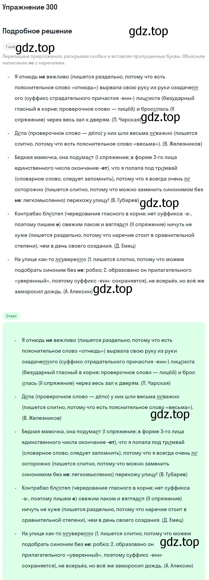 Решение номер 300 (страница 18) гдз по русскому языку 7 класс Рыбченкова, Александрова, учебник 2 часть