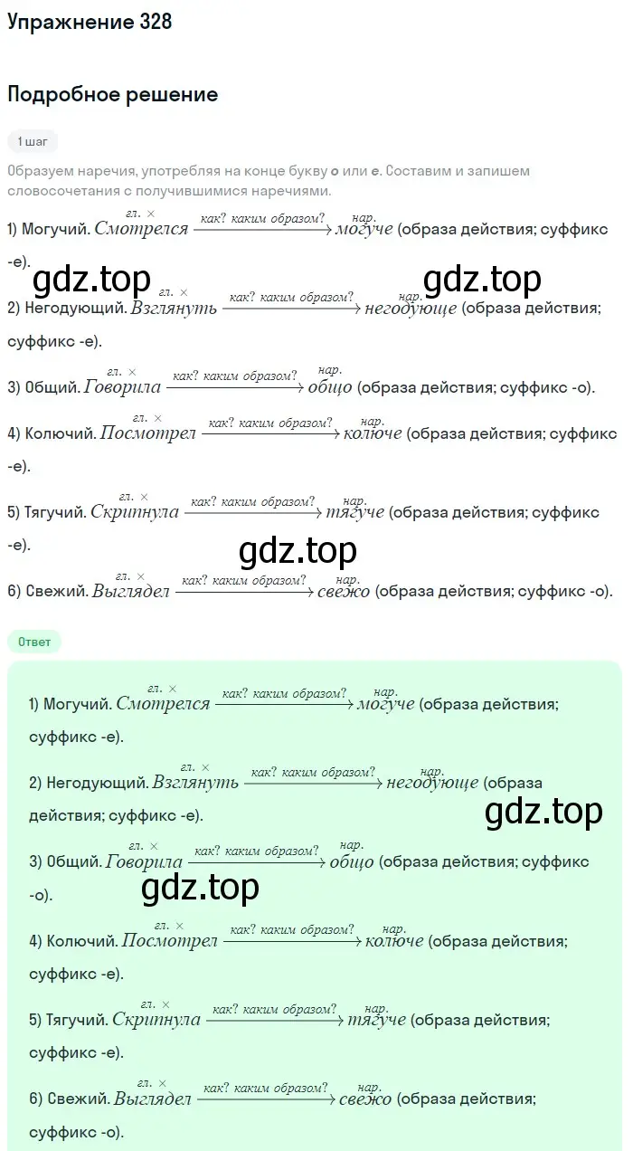 Решение номер 328 (страница 32) гдз по русскому языку 7 класс Рыбченкова, Александрова, учебник 2 часть