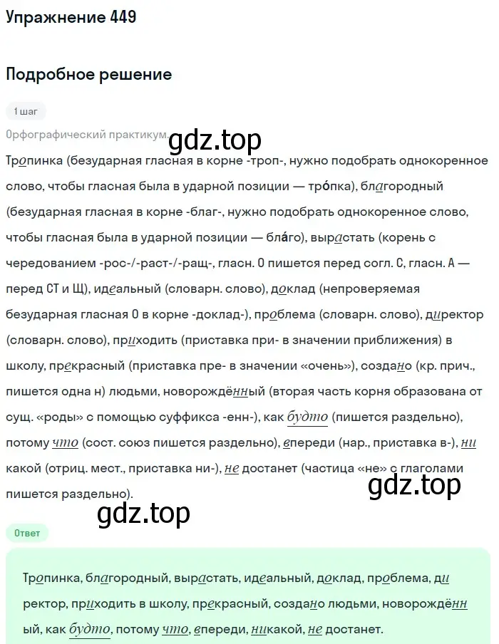 Решение номер 449 (страница 83) гдз по русскому языку 7 класс Рыбченкова, Александрова, учебник 2 часть