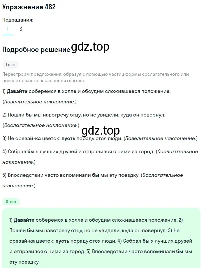 Решение номер 482 (страница 101) гдз по русскому языку 7 класс Рыбченкова, Александрова, учебник 2 часть