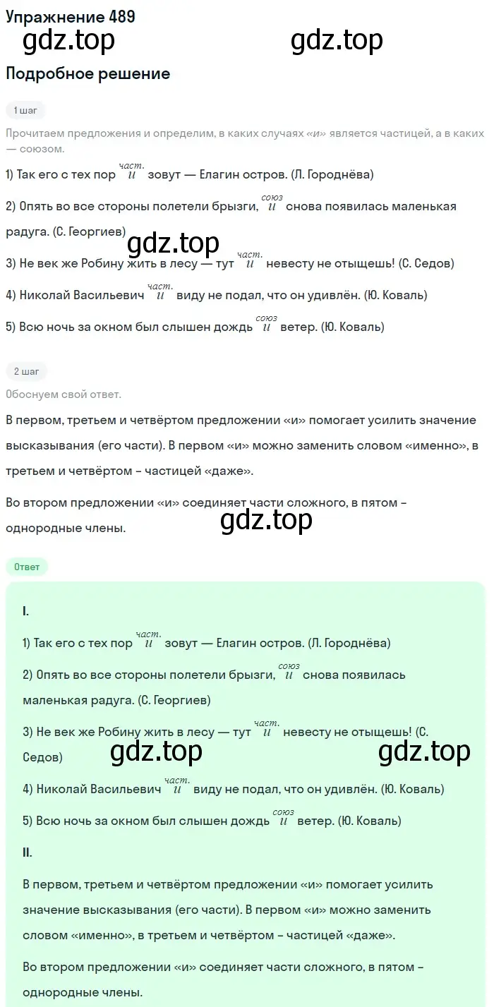 Решение номер 489 (страница 104) гдз по русскому языку 7 класс Рыбченкова, Александрова, учебник 2 часть