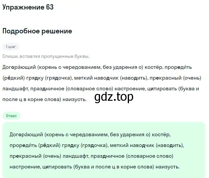 Решение номер 63 (страница 37) гдз по русскому языку 7 класс Рыбченкова, Александрова, учебник 1 часть