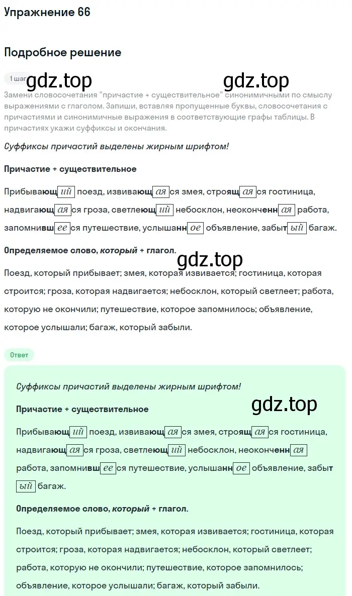 Решение номер 66 (страница 38) гдз по русскому языку 7 класс Рыбченкова, Александрова, учебник 1 часть
