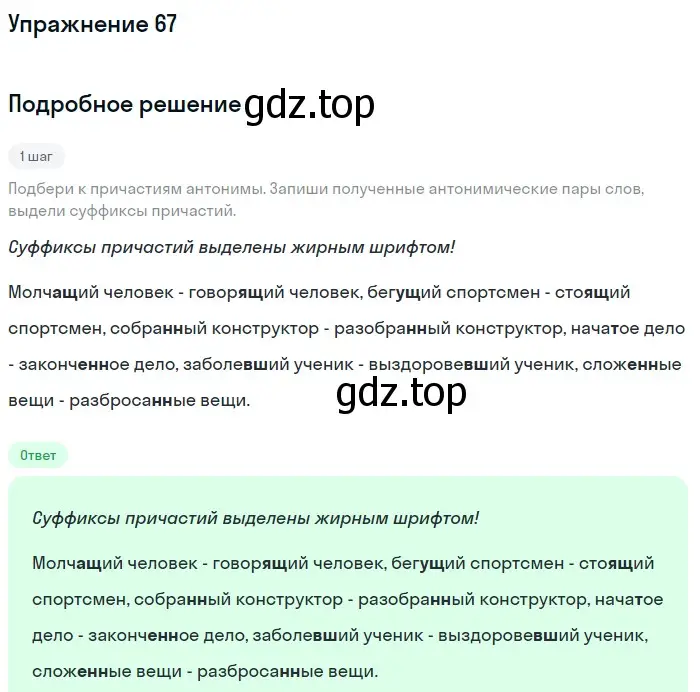 Решение номер 67 (страница 39) гдз по русскому языку 7 класс Рыбченкова, Александрова, учебник 1 часть