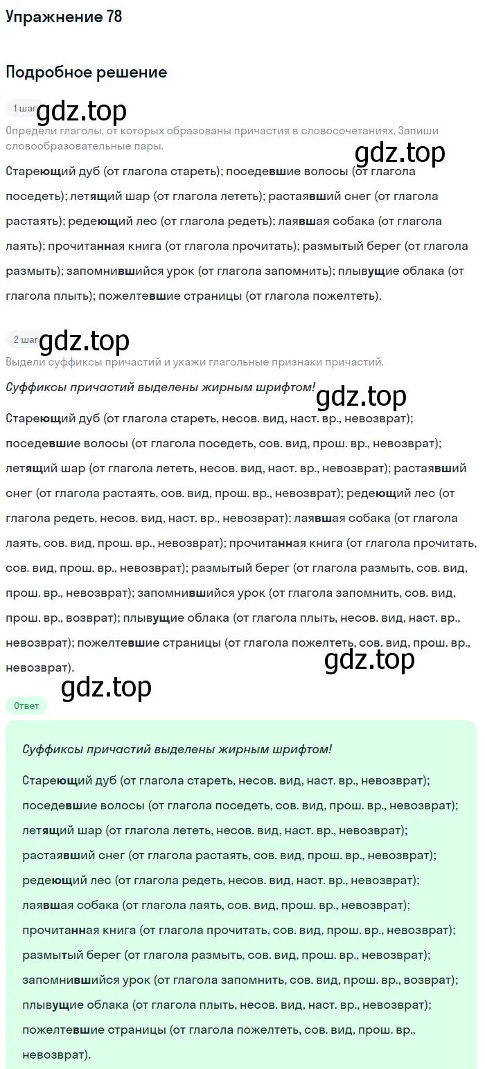 Решение номер 78 (страница 45) гдз по русскому языку 7 класс Рыбченкова, Александрова, учебник 1 часть