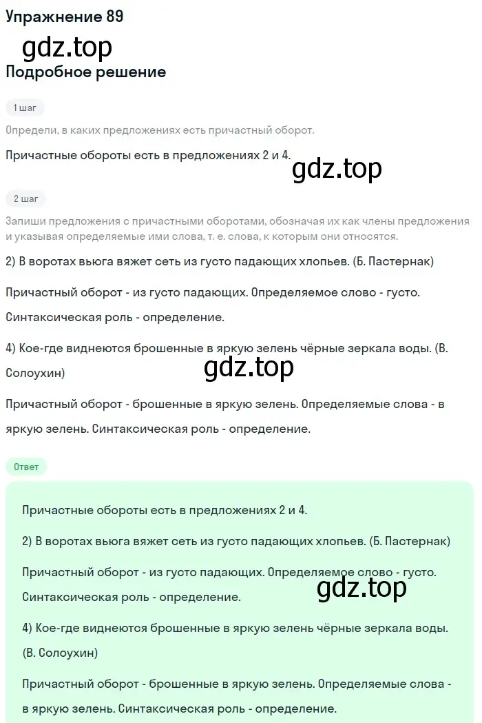 Решение номер 89 (страница 48) гдз по русскому языку 7 класс Рыбченкова, Александрова, учебник 1 часть