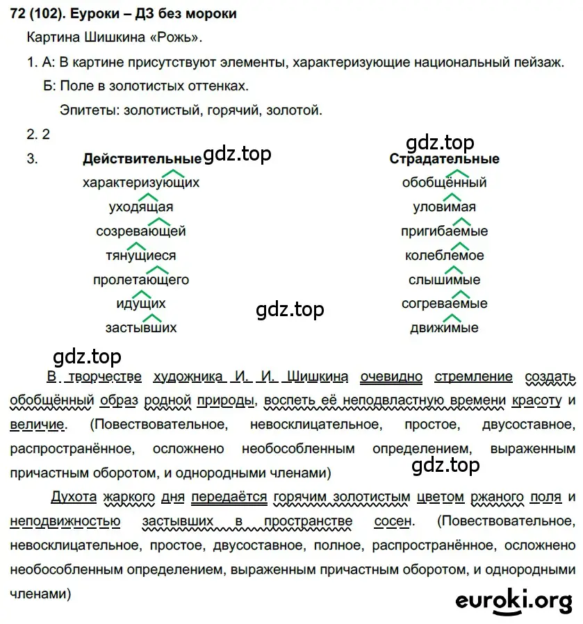 Решение 2. номер 102 (страница 54) гдз по русскому языку 7 класс Рыбченкова, Александрова, учебник 1 часть