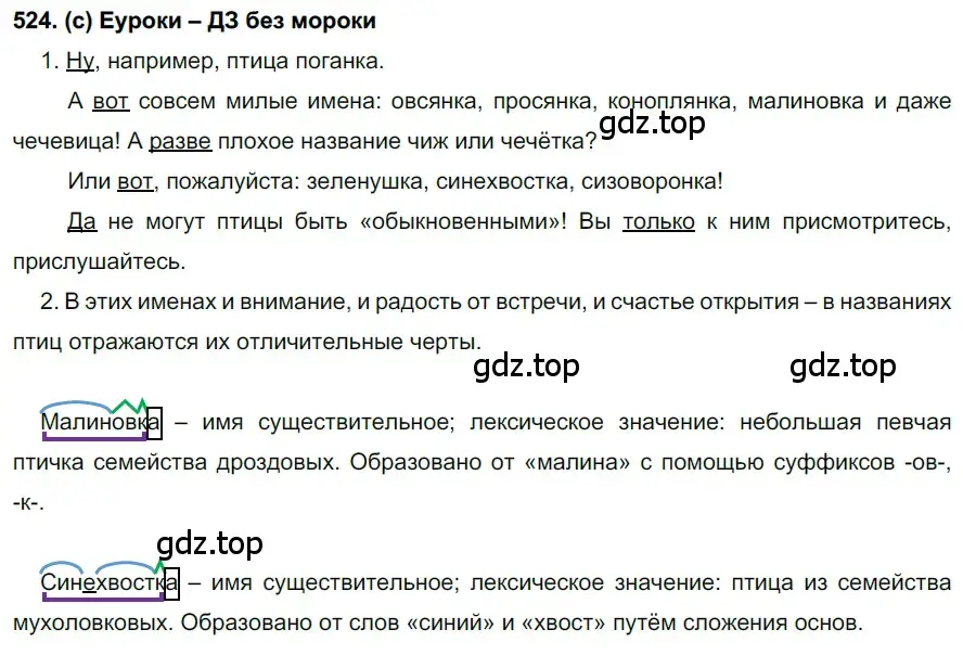 Решение 2. номер 524 (страница 120) гдз по русскому языку 7 класс Рыбченкова, Александрова, учебник 2 часть