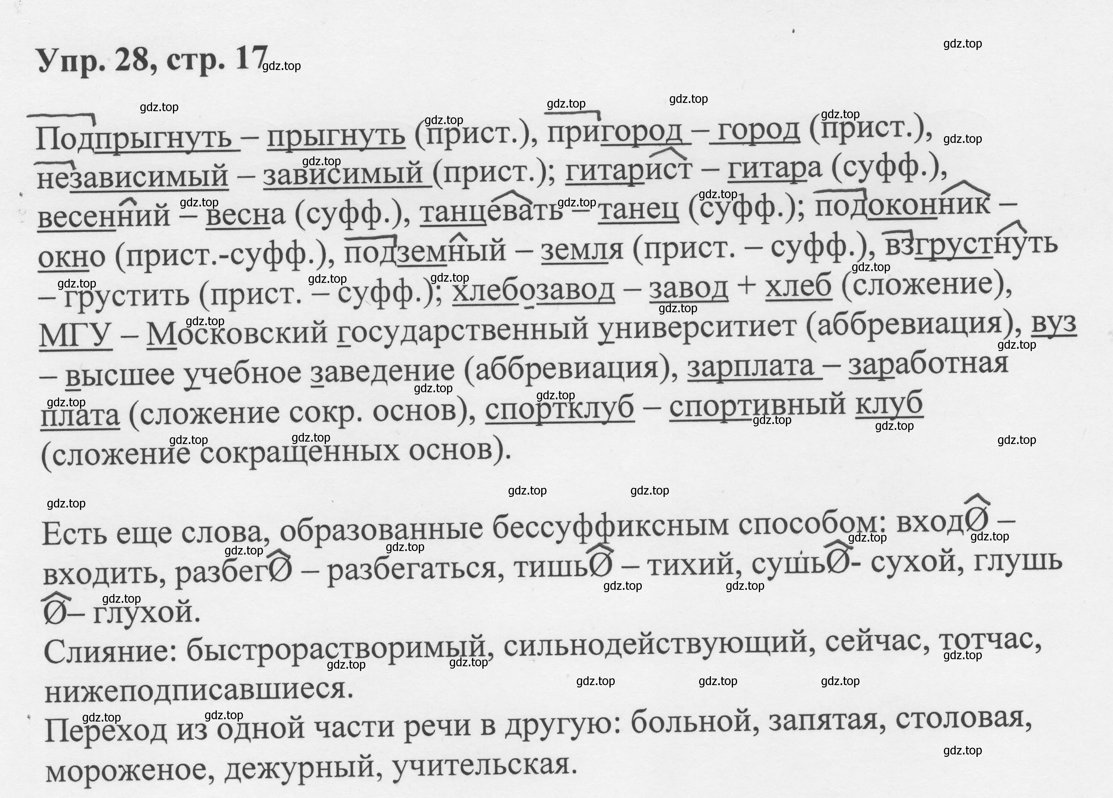 Решение номер 28 (страница 17) гдз по русскому языку 8 класс Бархударов, Крючков, учебник