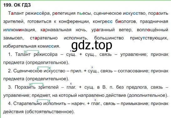 Решение 5. номер 199 (страница 102) гдз по русскому языку 8 класс Бархударов, Крючков, учебник