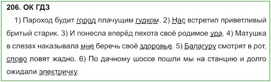 Решение 5. номер 206 (страница 107) гдз по русскому языку 8 класс Бархударов, Крючков, учебник