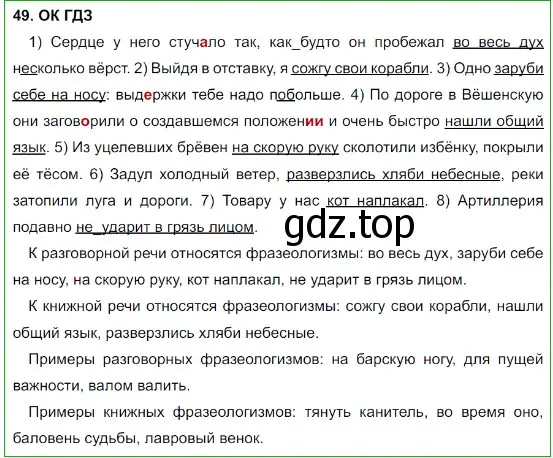 Решение 5. номер 49 (страница 25) гдз по русскому языку 8 класс Бархударов, Крючков, учебник