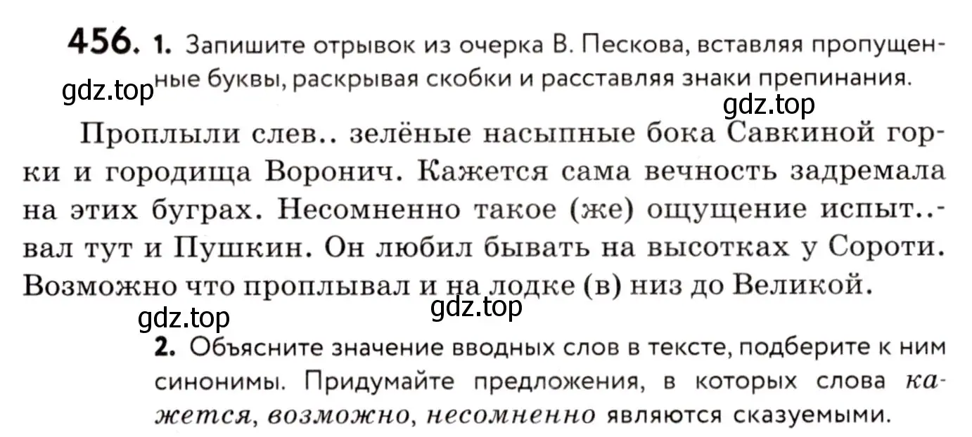 Условие номер 456 (страница 208) гдз по русскому языку 8 класс Пичугов, Еремеева, учебник