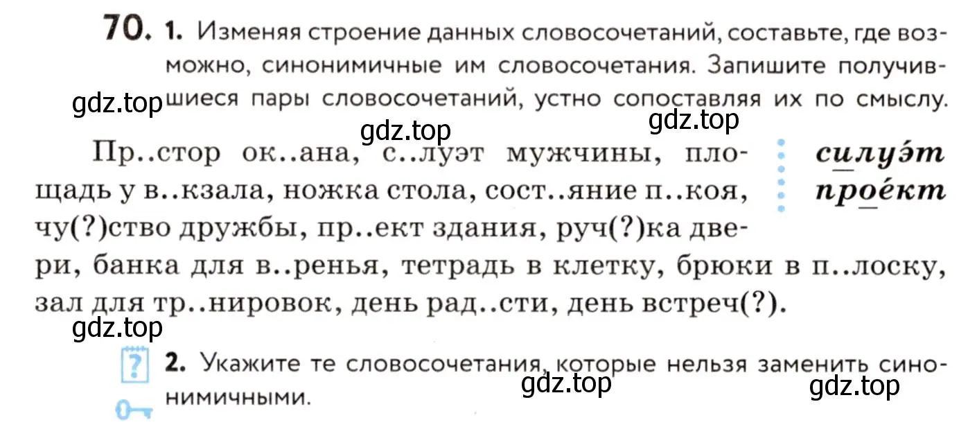 Условие номер 70 (страница 41) гдз по русскому языку 8 класс Пичугов, Еремеева, учебник