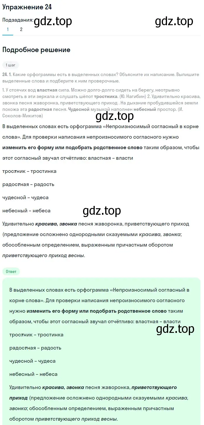 Решение 2. номер 24 (страница 18) гдз по русскому языку 8 класс Пичугов, Еремеева, учебник