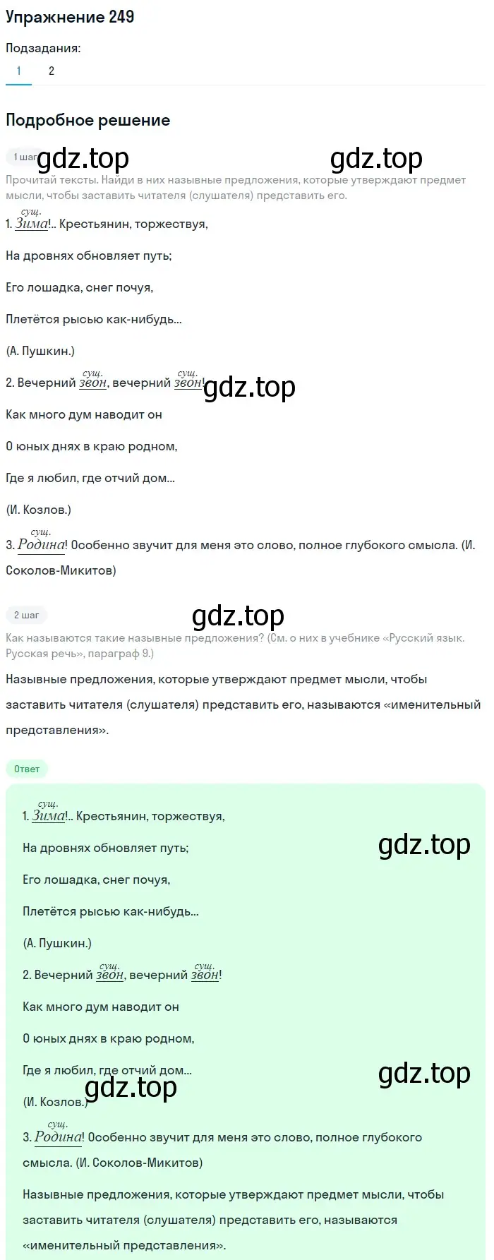 Решение 2. номер 249 (страница 113) гдз по русскому языку 8 класс Пичугов, Еремеева, учебник