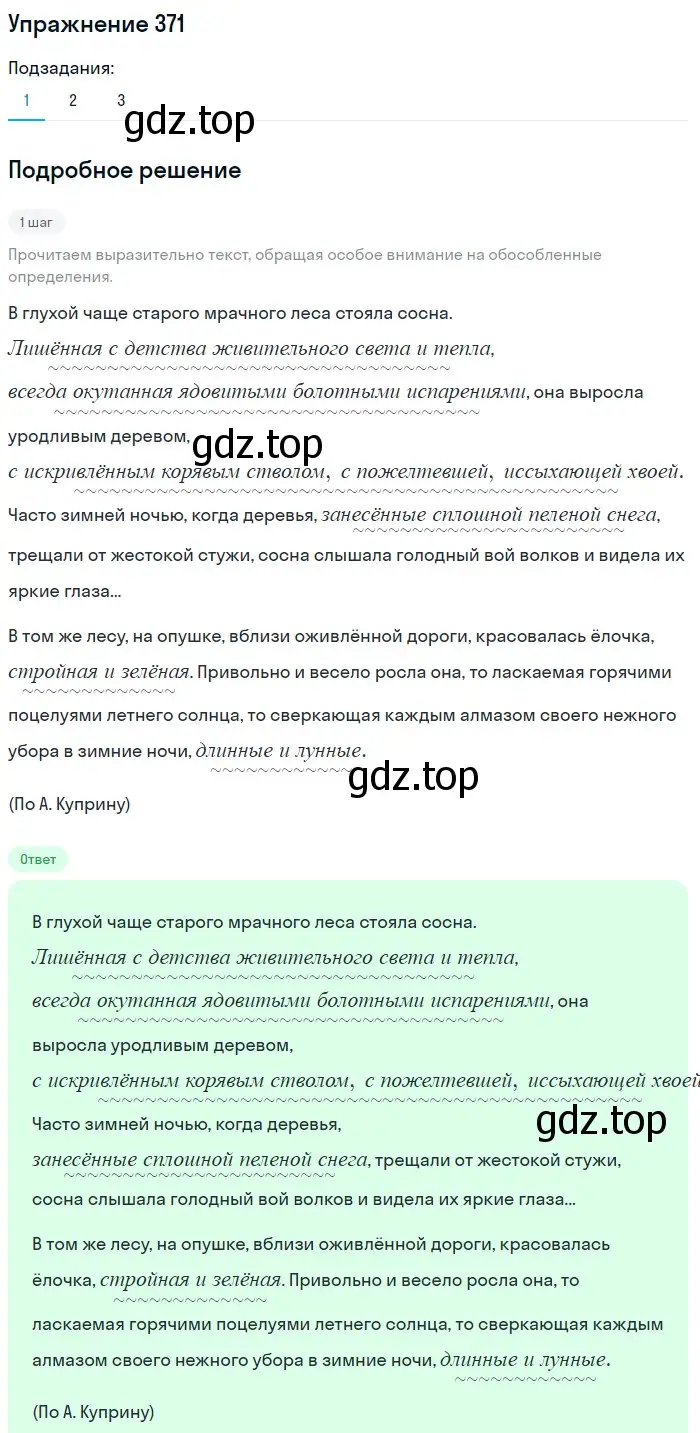 Решение 2. номер 371 (страница 171) гдз по русскому языку 8 класс Пичугов, Еремеева, учебник