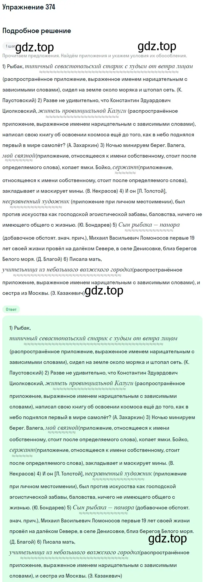 Решение 2. номер 374 (страница 173) гдз по русскому языку 8 класс Пичугов, Еремеева, учебник