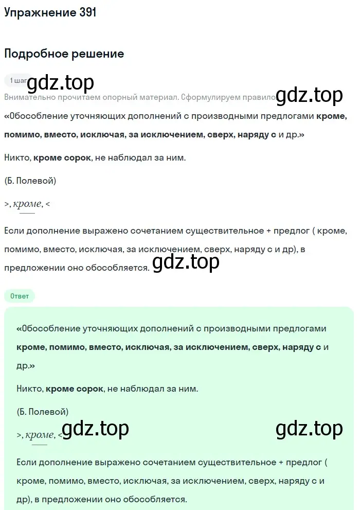 Решение 2. номер 391 (страница 180) гдз по русскому языку 8 класс Пичугов, Еремеева, учебник