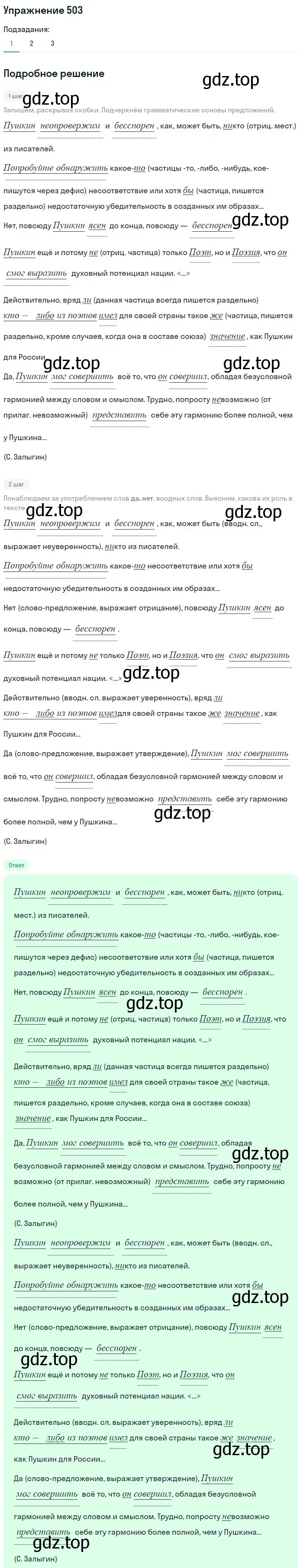 Решение 2. номер 503 (страница 231) гдз по русскому языку 8 класс Пичугов, Еремеева, учебник