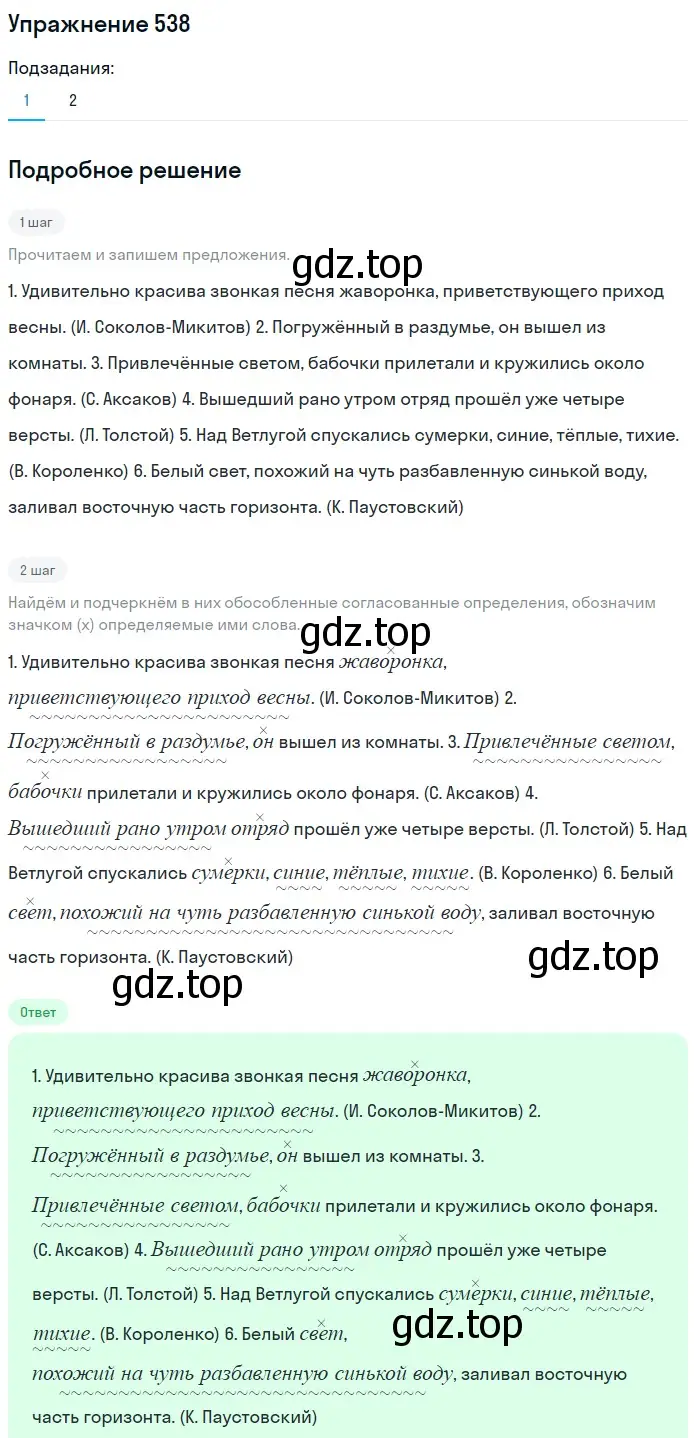 Решение 2. номер 538 (страница 254) гдз по русскому языку 8 класс Пичугов, Еремеева, учебник