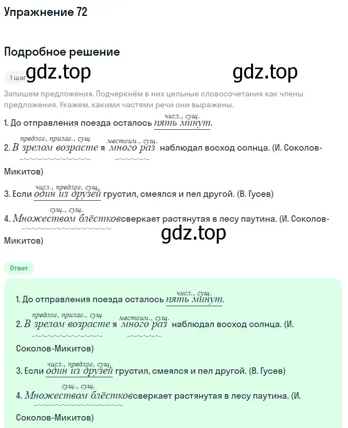 Решение 2. номер 72 (страница 41) гдз по русскому языку 8 класс Пичугов, Еремеева, учебник