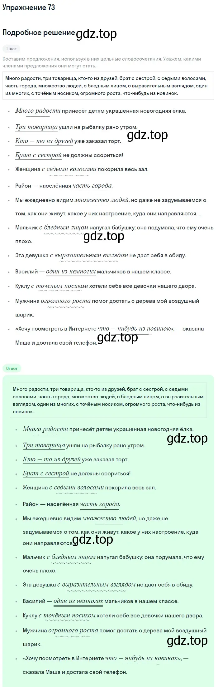 Решение 2. номер 73 (страница 42) гдз по русскому языку 8 класс Пичугов, Еремеева, учебник