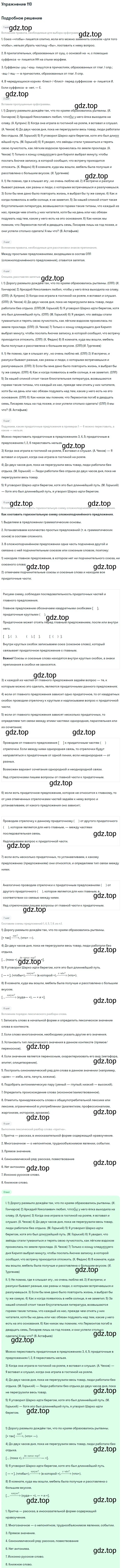 Решение 2. номер 110 (страница 61) гдз по русскому языку 9 класс Бархударов, Крючков, учебник