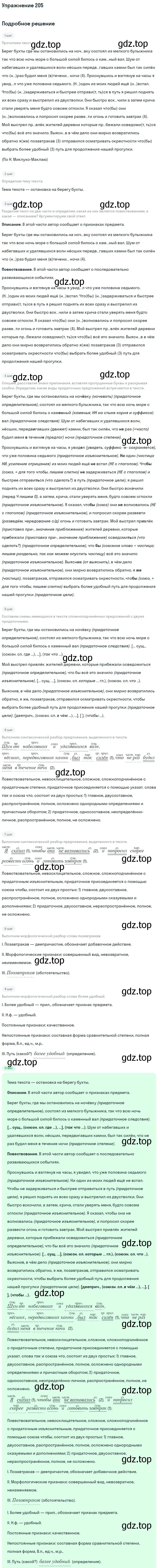 Решение 2. номер 205 (страница 105) гдз по русскому языку 9 класс Бархударов, Крючков, учебник