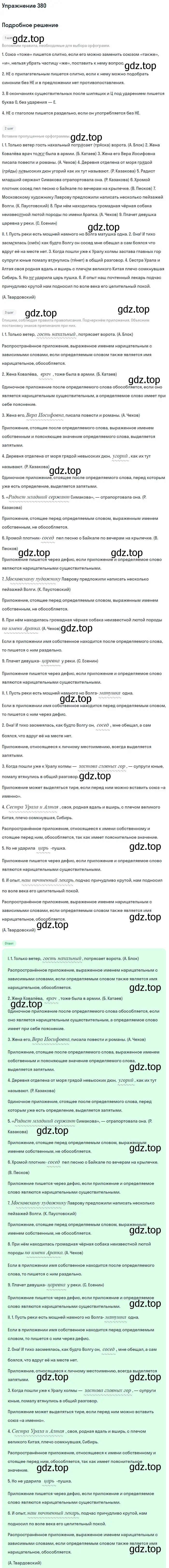 Решение 2. номер 380 (страница 201) гдз по русскому языку 9 класс Бархударов, Крючков, учебник