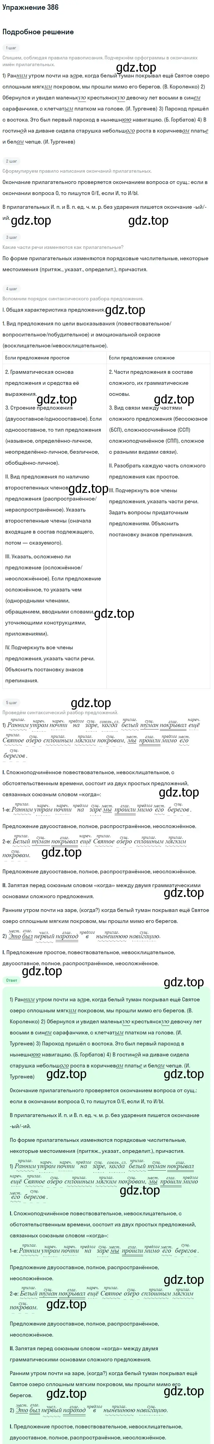 Решение 2. номер 386 (страница 205) гдз по русскому языку 9 класс Бархударов, Крючков, учебник