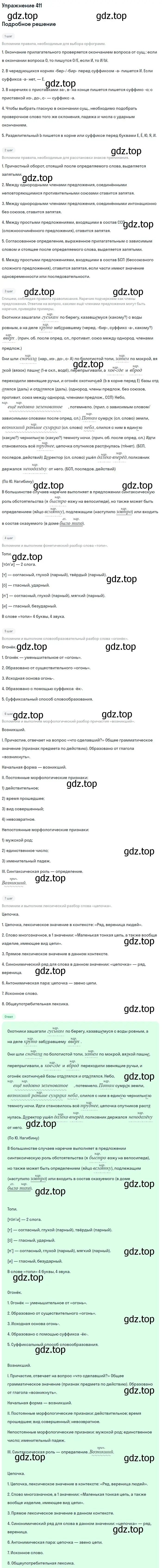 Решение 2. номер 411 (страница 217) гдз по русскому языку 9 класс Бархударов, Крючков, учебник