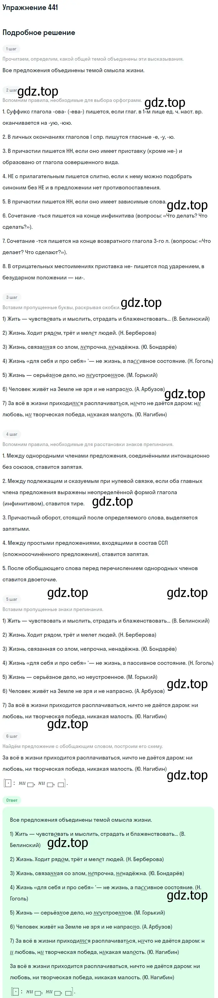 Решение 2. номер 441 (страница 229) гдз по русскому языку 9 класс Бархударов, Крючков, учебник