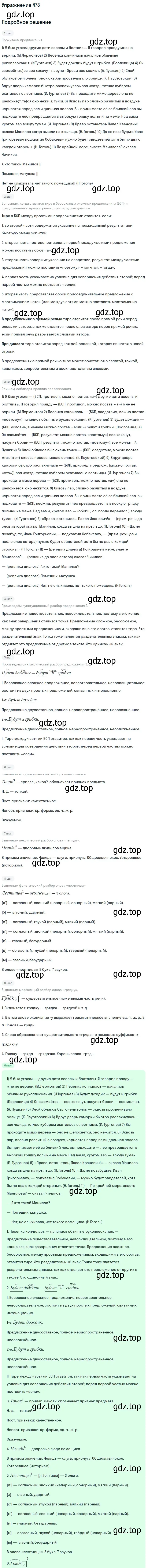 Решение 2. номер 473 (страница 240) гдз по русскому языку 9 класс Бархударов, Крючков, учебник