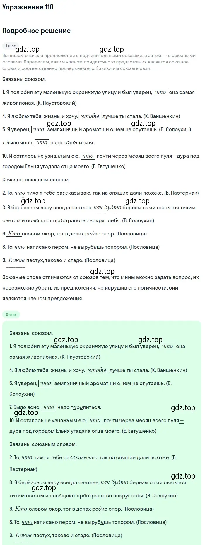 Решение 2. номер 110 (страница 94) гдз по русскому языку 9 класс Пичугов, Еремеева, учебник