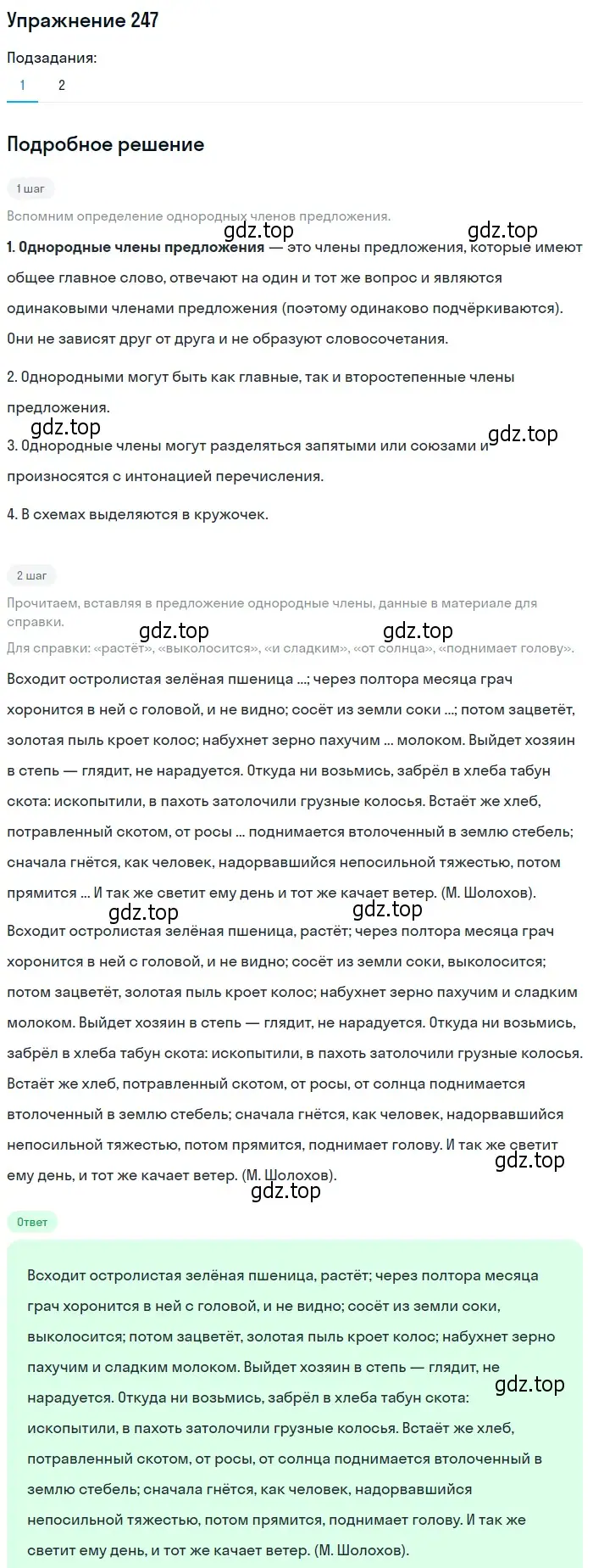 Решение 2. номер 247 (страница 168) гдз по русскому языку 9 класс Пичугов, Еремеева, учебник