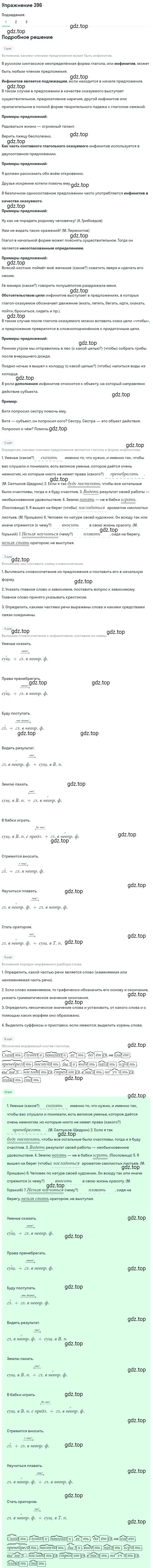 Решение 2. номер 396 (страница 250) гдз по русскому языку 9 класс Пичугов, Еремеева, учебник