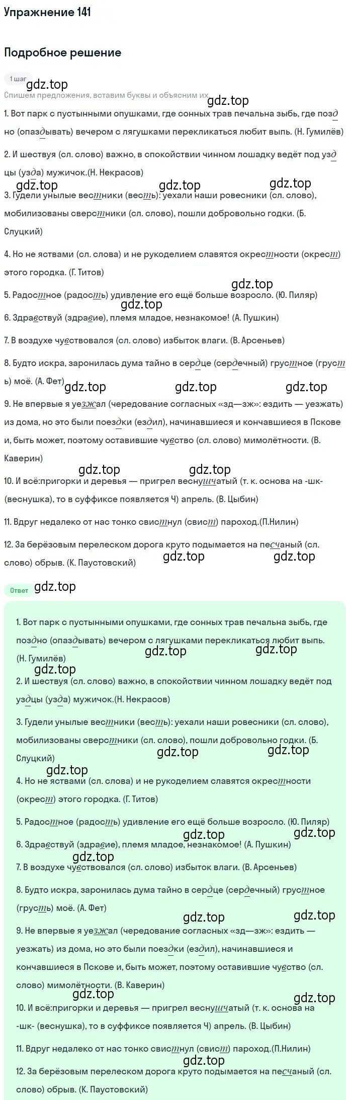 Решение 2. номер 141 (страница 132) гдз по русскому языку 10-11 класс Гольцова, Шамшин, учебник 1 часть