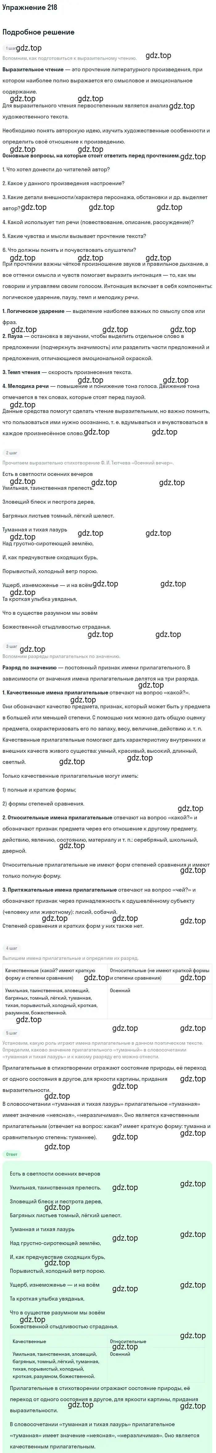 Решение 2. номер 218 (страница 205) гдз по русскому языку 10-11 класс Гольцова, Шамшин, учебник 1 часть