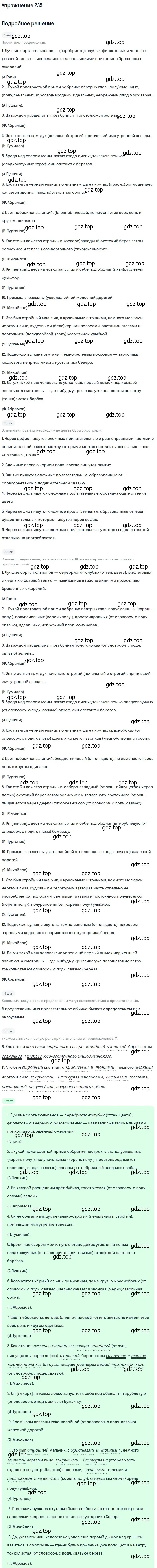 Решение 2. номер 235 (страница 218) гдз по русскому языку 10-11 класс Гольцова, Шамшин, учебник 1 часть